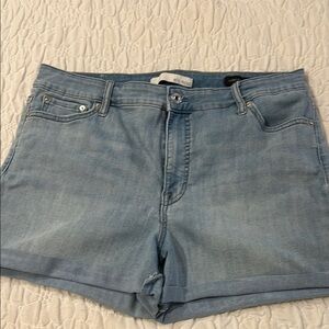 Light Blue Denim Cuffed Shorts